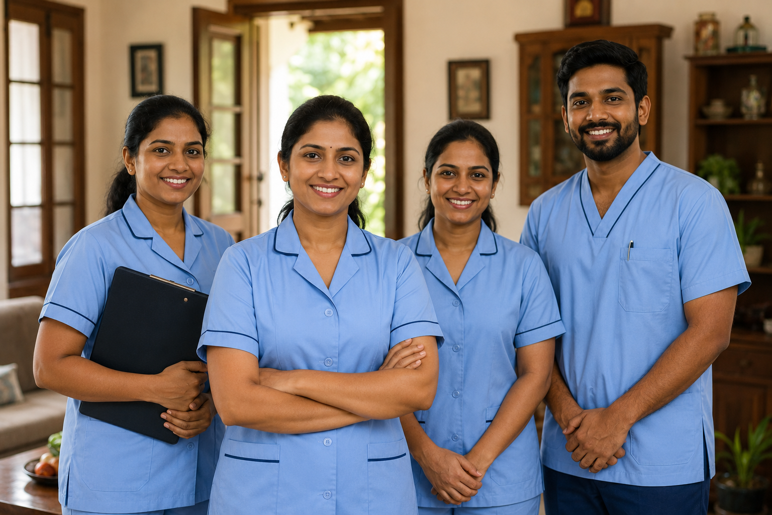 Professional home nursing team in Kerala providing compassionate elderly care, patient support, and personalized home healthcare services